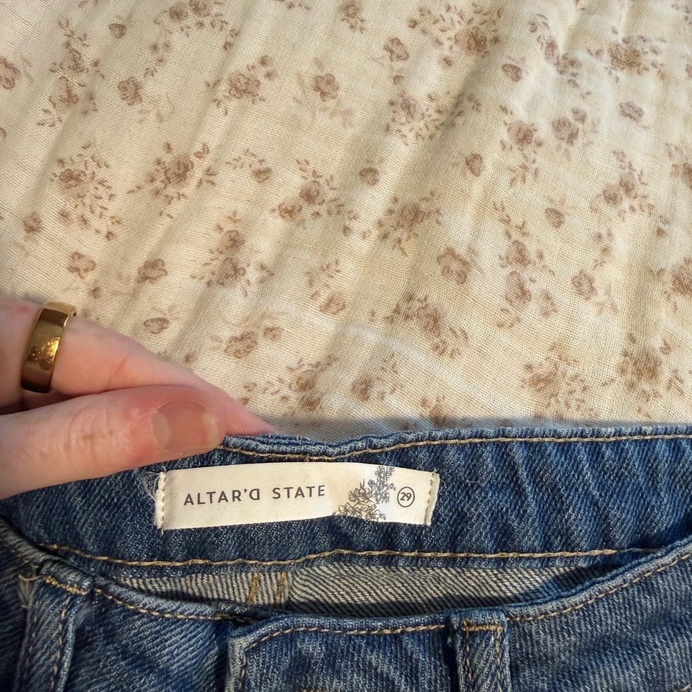 Altar'd State Two-Tone Patchwork Flare Jeans - Picture 2 of 8